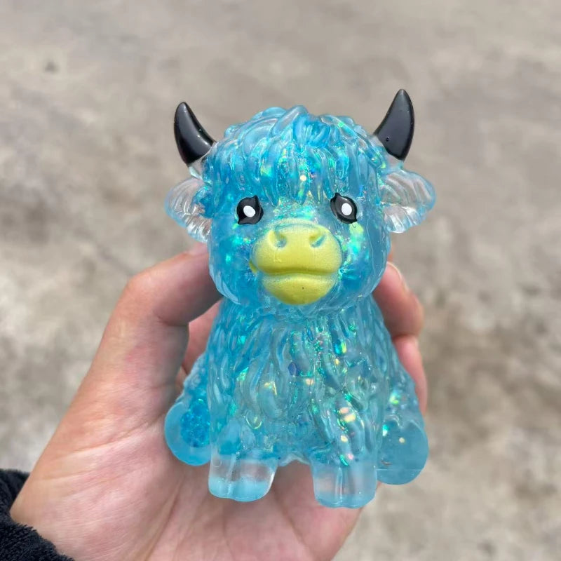Glitter Highland Cow Squishy - Gooey Slow Rise Squeeze Toy