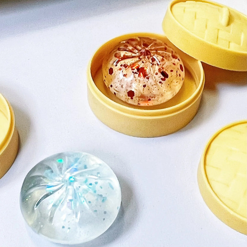 Crystal Mini Dumpling Squishies - Clear Steamed Bun Squeeze Toys (5 or 10 Pack)