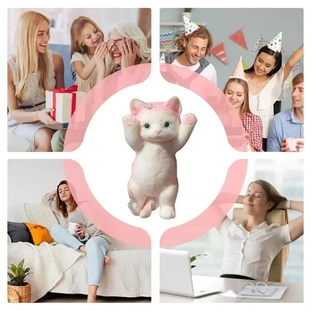 Realistic Fluffy Kitten Squishy - 13 cm Slow Rise Cat Squeeze Toy