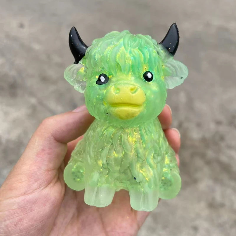 Glitter Highland Cow Squishy - Gooey Slow Rise Squeeze Toy