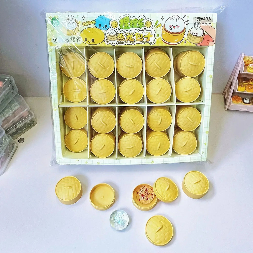Crystal Mini Dumpling Squishies - Clear Steamed Bun Squeeze Toys (5 or 10 Pack)