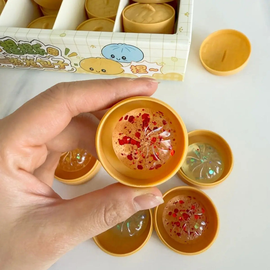 Crystal Mini Dumpling Squishies - Clear Steamed Bun Squeeze Toys (5 or 10 Pack)