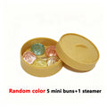 Squishy Steamed Bun Set - 5 Mini Glitter Dumplings in a Bamboo-Style Steamer