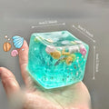 Ocean Glitter Squishy Cube - Slow Rise Ice Cube Stress Ball