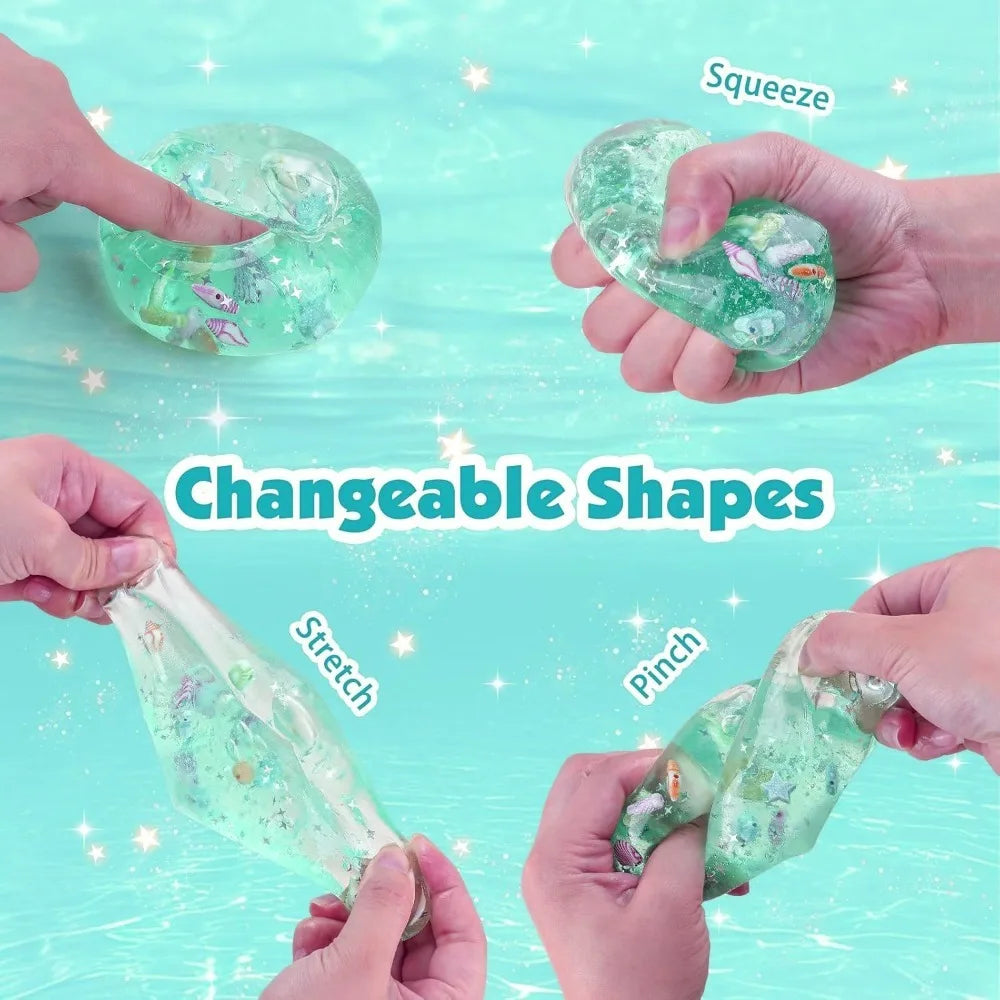 Ocean Glitter Squishy Cube - Slow Rise Ice Cube Stress Ball