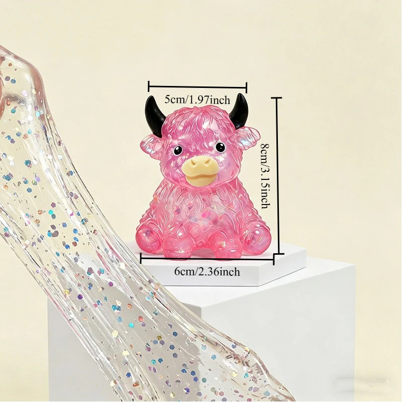 Glitter Highland Cow Squishy - Gooey Slow Rise Squeeze Toy