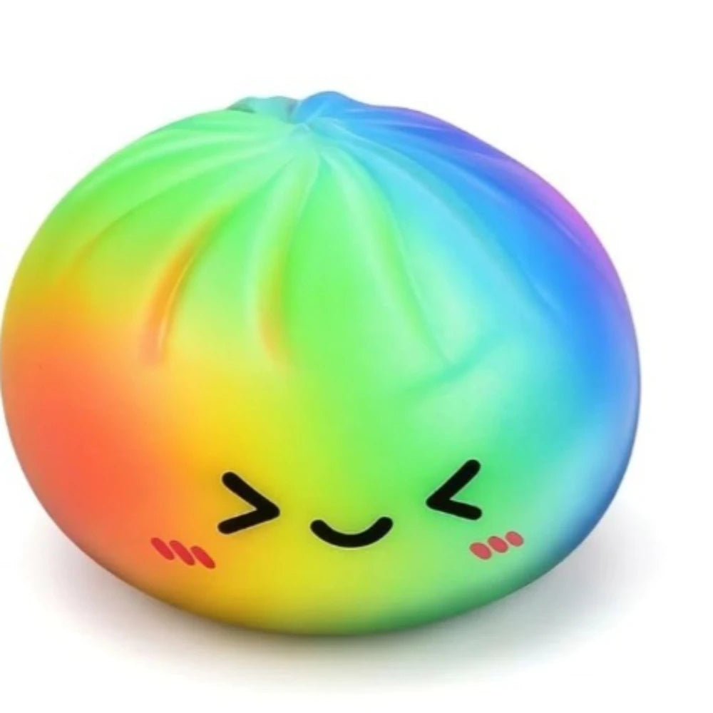 Rainbow Dumpling Squishy in Bamboo Steamer - Slow Rise Squeeze Toy