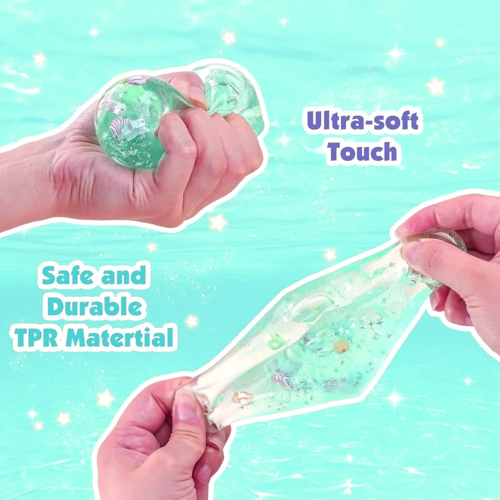 Ocean Glitter Squishy Cube - Slow Rise Ice Cube Stress Ball