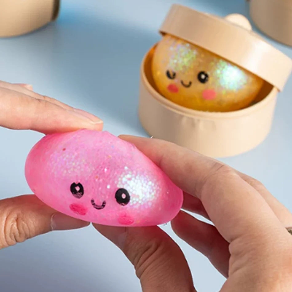 Glitter Dumpling Squishy in Mini Steamer - Steam Bun Squeeze Toy