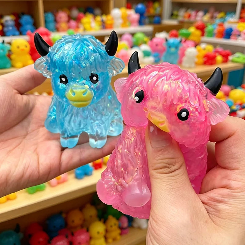 Glitter Highland Cow Squishy - Gooey Slow Rise Squeeze Toy