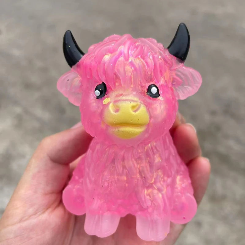 Glitter Highland Cow Squishy - Gooey Slow Rise Squeeze Toy