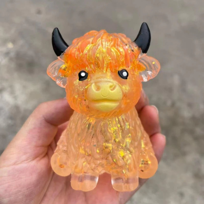 Glitter Highland Cow Squishy - Gooey Slow Rise Squeeze Toy